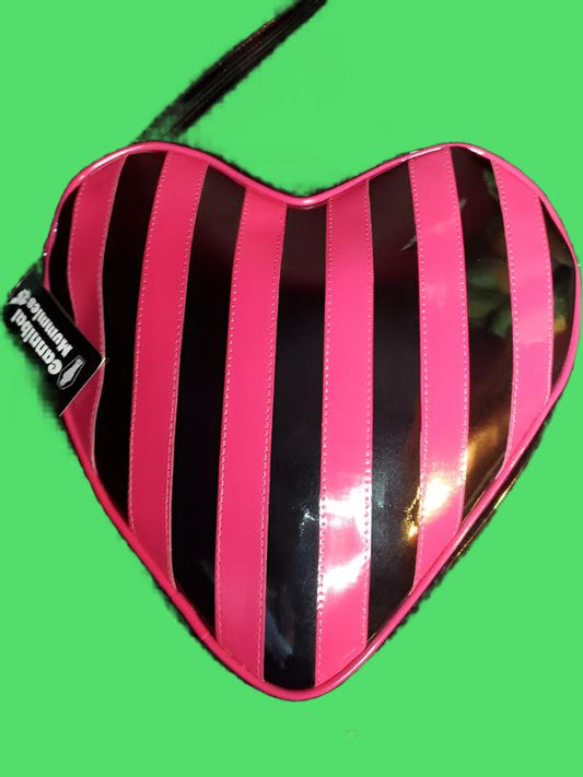 Pink Striped Heart Shaped Bag