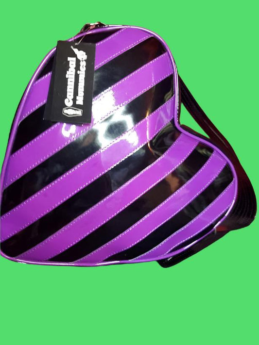 Purple Striped Heart Shaped Bag