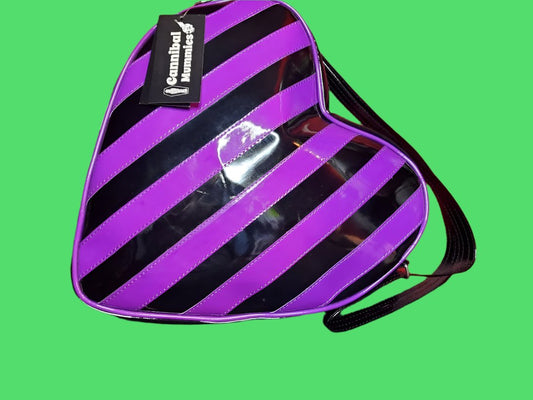 Purple Striped Heart Shaped Bag