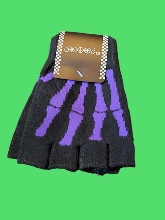 Skeleton Fingerless Gloves (Purple)