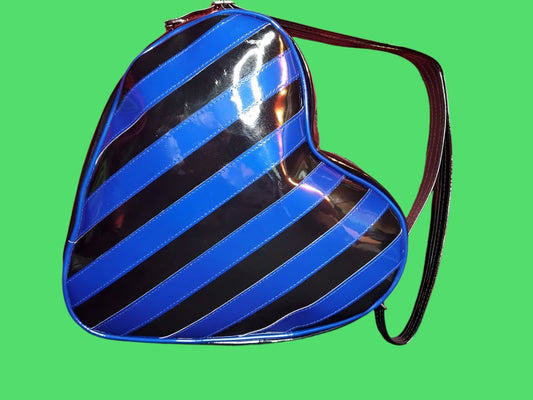 Blue Striped Heart  Shaped Bag