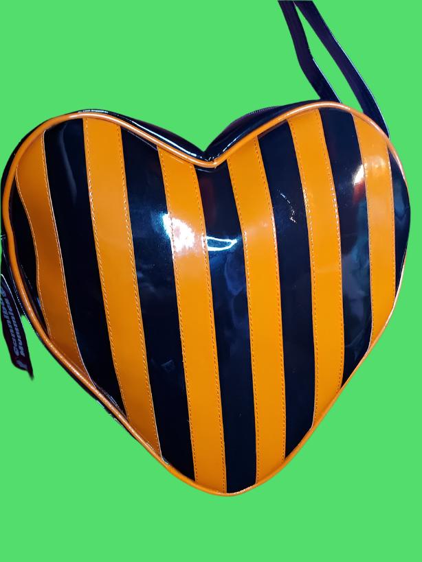 Orange Striped Heart Shaped Bag