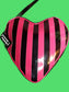 Pink Striped Heart  Shaped Bag