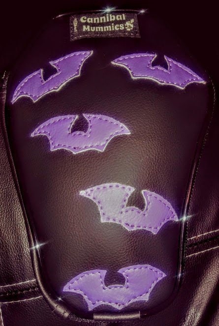 Coffin make up pouch bat black n purple