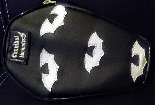 Coffin make up pouch bat black n white