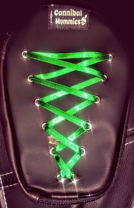 Coffin Shaped Pouch with GREEN LACES