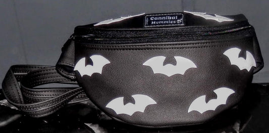 White Bats on Black Fanny Pack