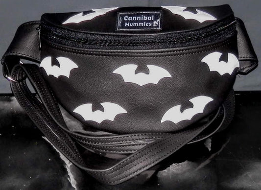 White Bats on Black Fanny Pack