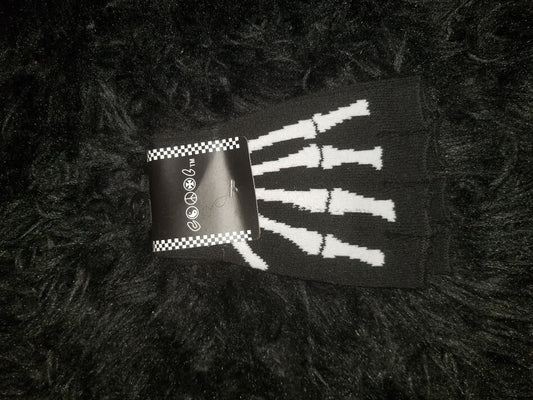 Skeleton Fingerless Gloves (WHITE)