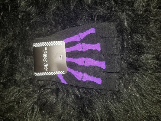 Skeleton Fingerless Gloves (Purple)