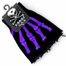 Skeleton Fingerless Gloves (Purple)