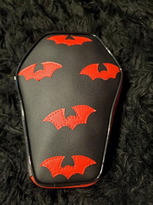 Coffin Pouch  with Red Bats