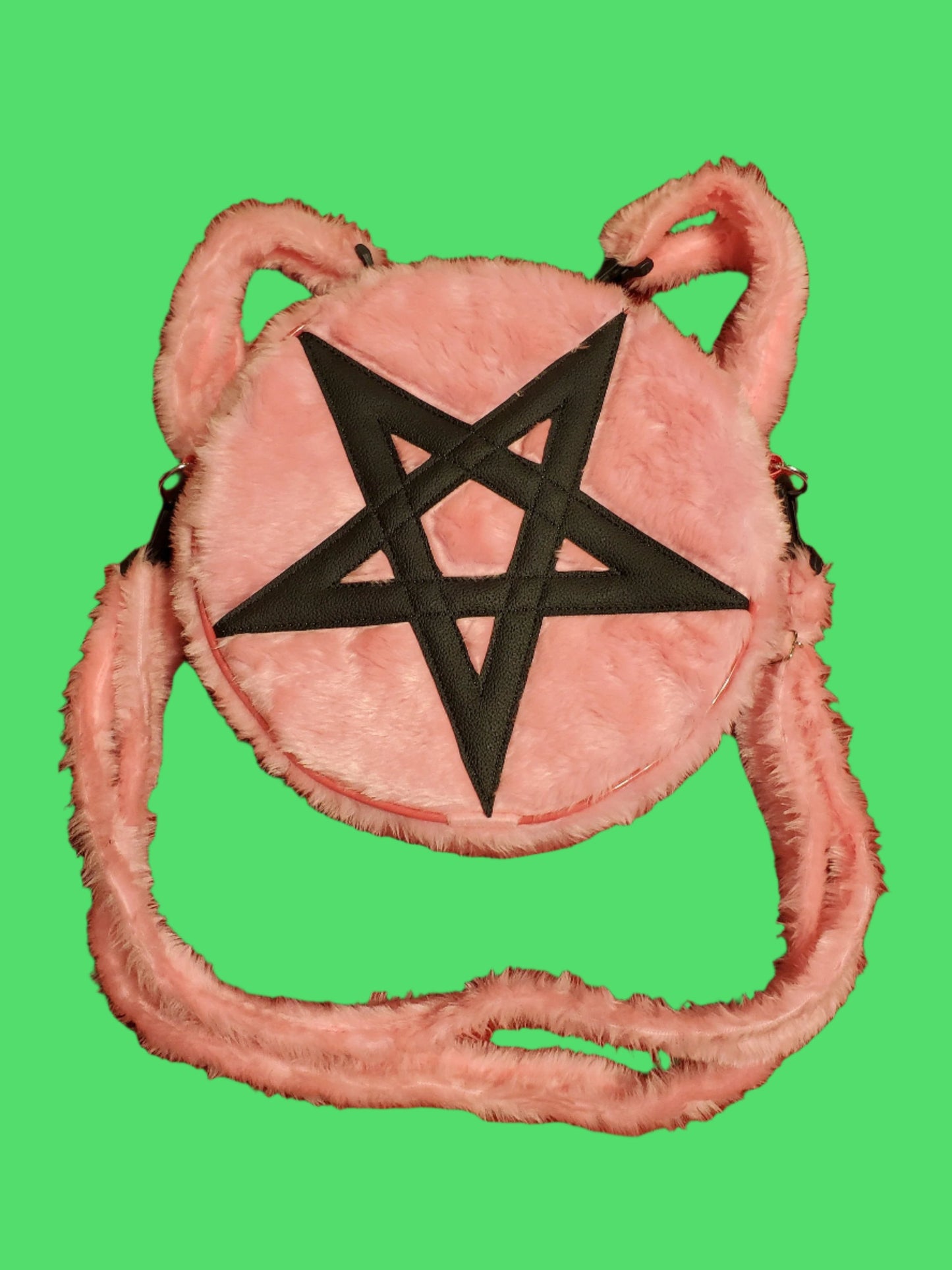 Pink Plush Pentagram Round Bag