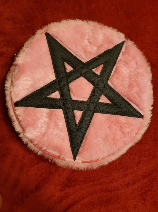 Pink Plush Pentagram Round Bag