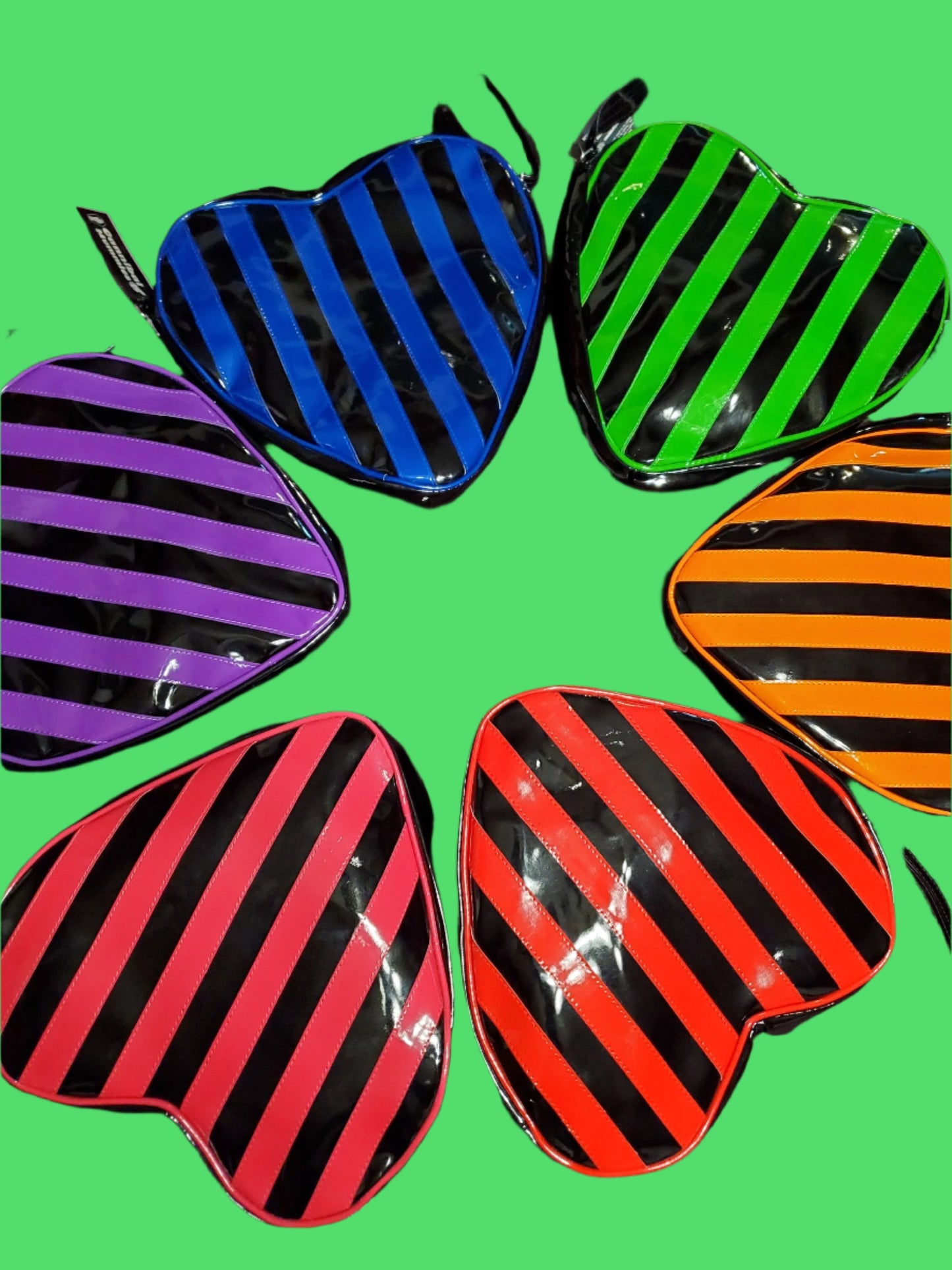 Purple Striped Heart  Shaped Bag