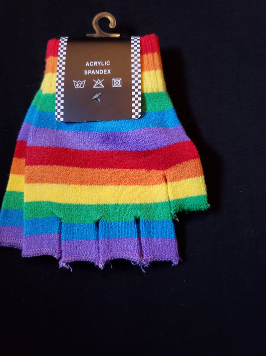 Rainbow Fingerless Gloves