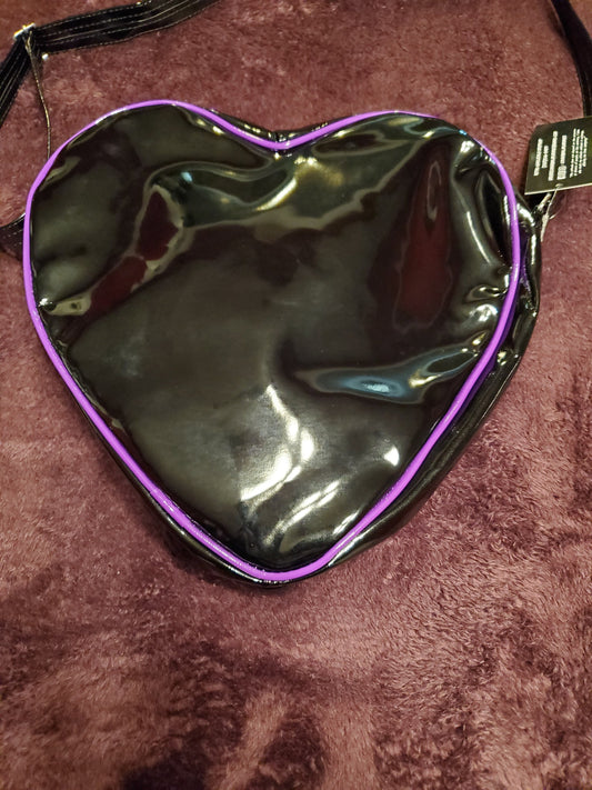 Purple Striped Heart  Shaped Bag