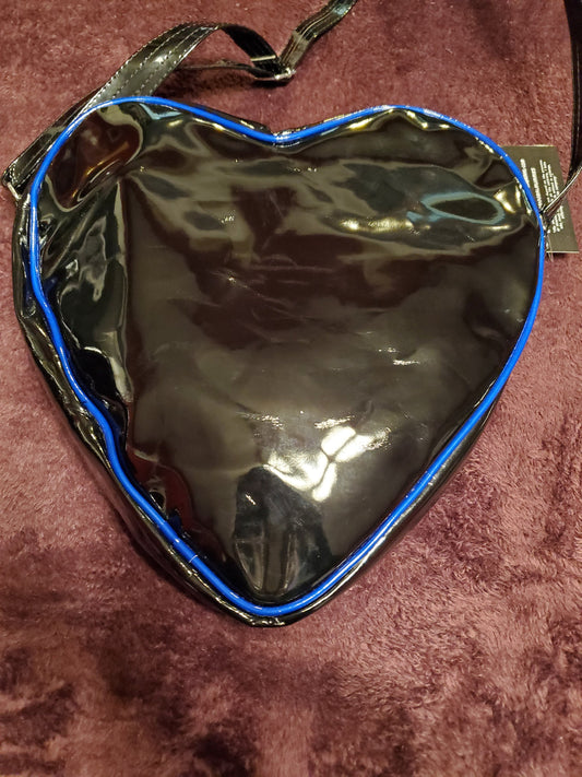 Blue Striped Heart  Shaped Bag