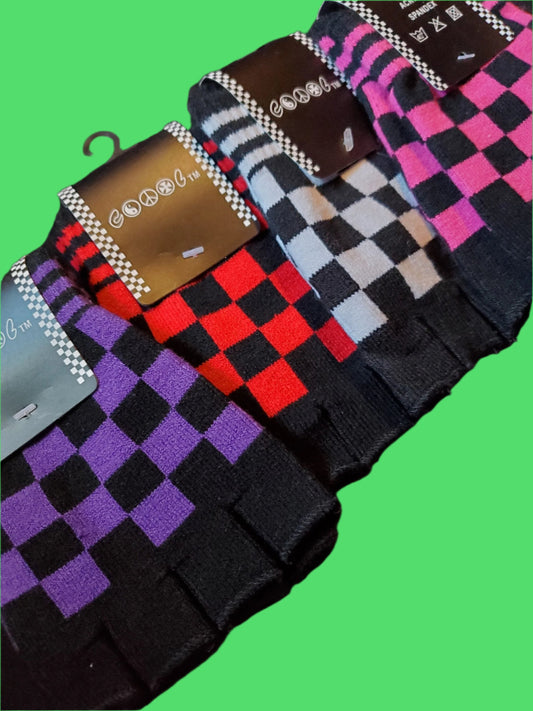 Checkered Fingerless Gloves (PINK)