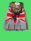 Skull with Union Jack gray fingerless gloves