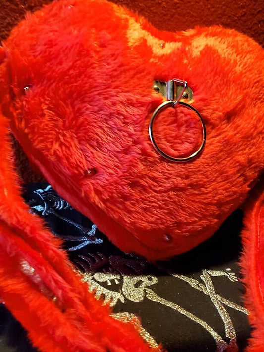 Red Fuzzy O Ring Heart Bag