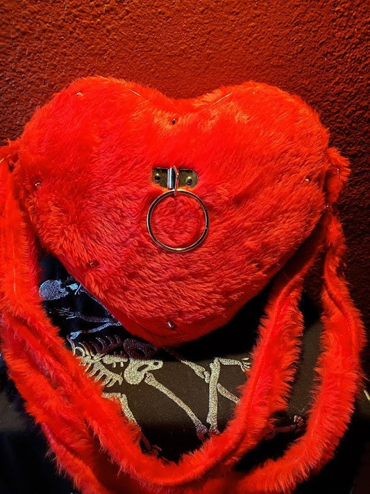 Red Fuzzy O Ring Heart Bag